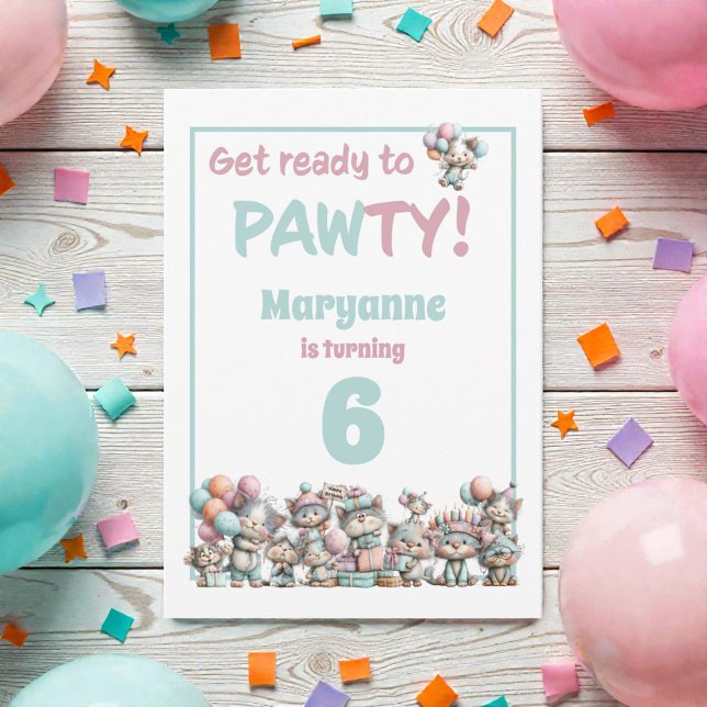 Whimsical Cat Watercolor Birthday Invitation (Créateur téléchargé)