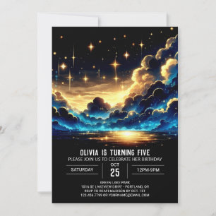 Whimsical Celestial Digital Geburtstag Einladung