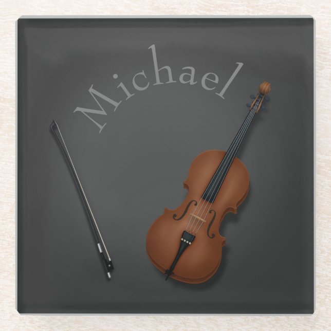 Whimsical Cello & Bow Custom Classical Musician Glasuntersetzer (Vorderseite)