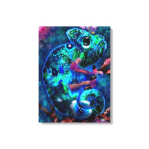 Whimsical Chameleon Abstrakt floral Aquamarin Gree