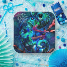 Whimsical Chameleon Blue Aquamarin Floral Abstrakt