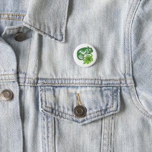 Whimsical Chameleon Klettern auf Hopfen Monogram Button