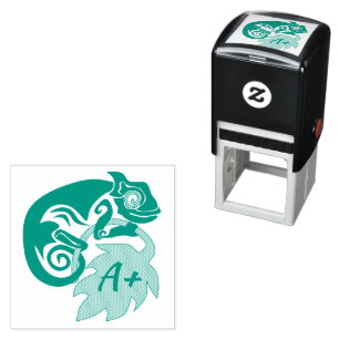 Whimsical Chameleon Klettern auf Hopfen Monogram R Permastempel
