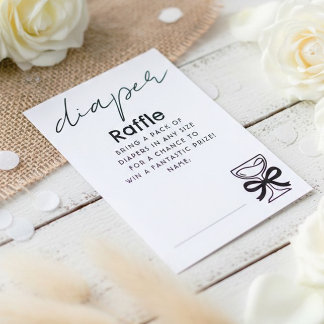 Whimsical Champagne Diaper Raffle Tickets Begleitkarte (Diaper Raffle Whimsical Doodles Tickets)
