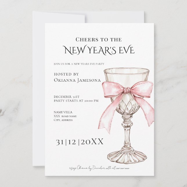 Whimsical  Champagne New Year's Eve Party  Einladung (Vorderseite)