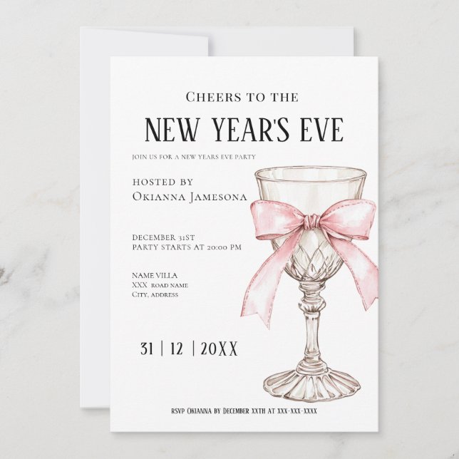 Whimsical  Champagne New Year's Eve Party  Einladung (Vorderseite)