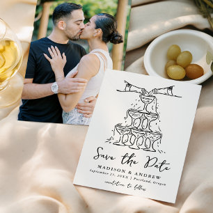 Whimsical Champagne-Turm-Cream-Foto-Hochzeit Save The Date