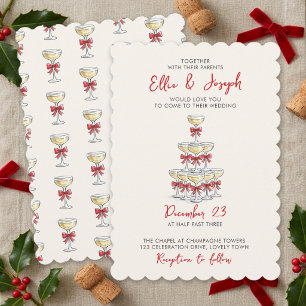 Whimsical Champagne-Turm-Feier Hochzeit Einladung