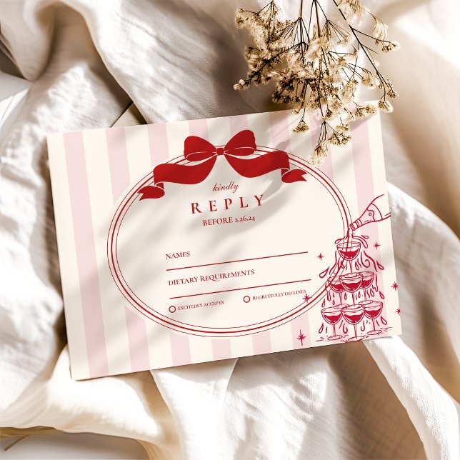 Whimsical Champagner Tower Doodle Wedding RSVP Karte (Von Creator hochgeladen)