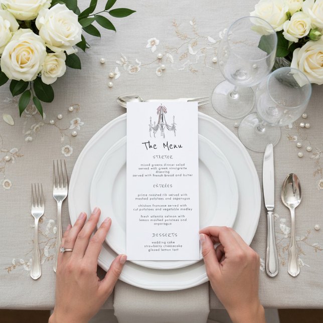 Whimsical Chandelier Dessert Cake Wedding Menu (Créateur téléchargé)