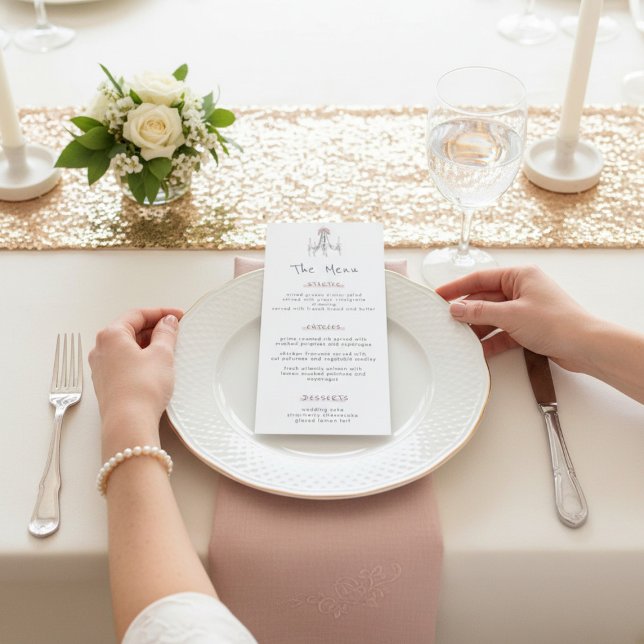 Whimsical Chandelier Dessert Cake Wedding Menu (Créateur téléchargé)