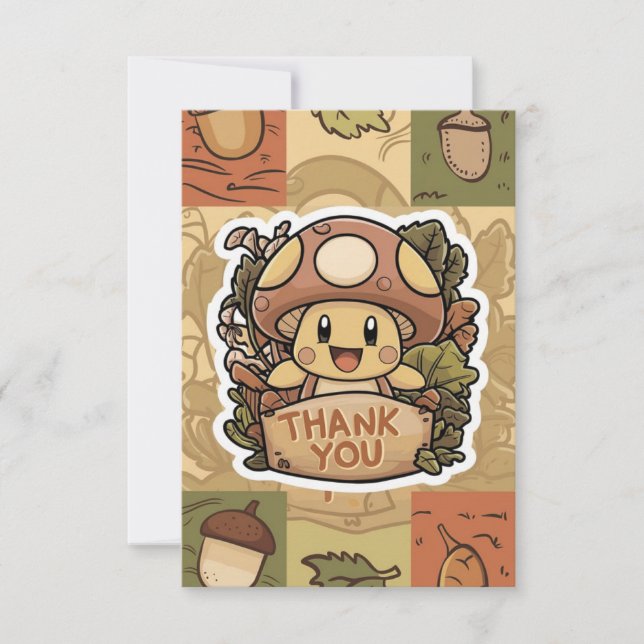Whimsical Charming Mushroom Danke Karte (Vorderseite)