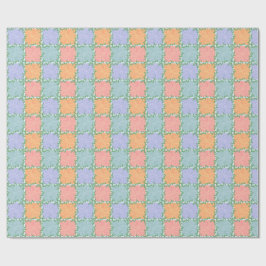Whimsical Checkered Tile mit grünen Reben Geschenkpapier