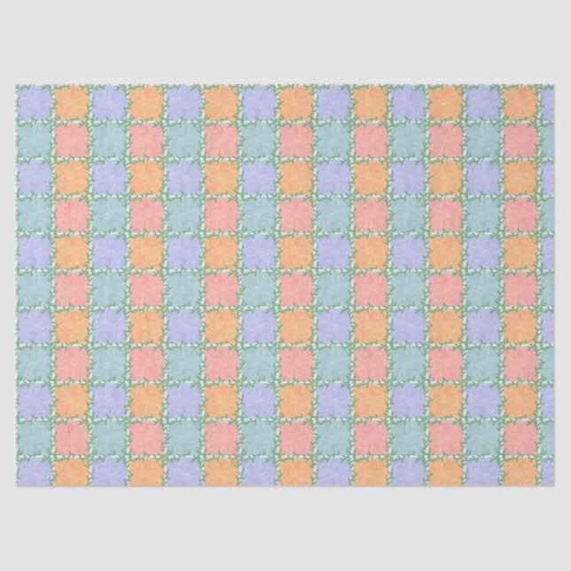 Whimsical Checkered Tile mit grünen Reben Seidenpapier (Vorderseite)