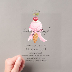 Whimsical Cherry Baby Dusche Acryleinladungen
