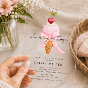 Whimsical Cherry Baby Shower Acryleinladungen