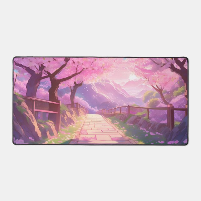 Whimsical Cherry Blossom Gaming Mousepad Schreibtischunterlage (Vorderseite)