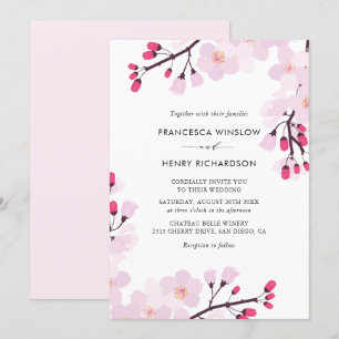 Whimsical Cherry Blüten Hochzeit Einladung