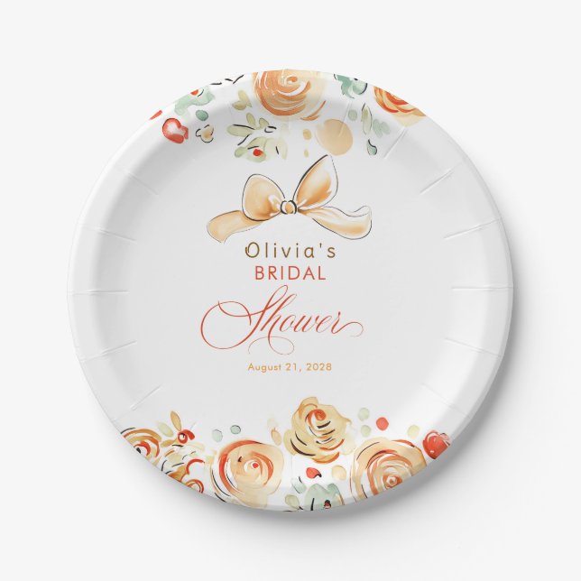 Whimsical Chic Elegant Fall Bridal Shower Pappteller (Vorderseite)