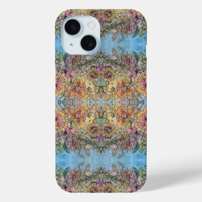 Whimsical Chic Flower Garden Aquarellmalerei Case-Mate iPhone Hülle (Rückseite)