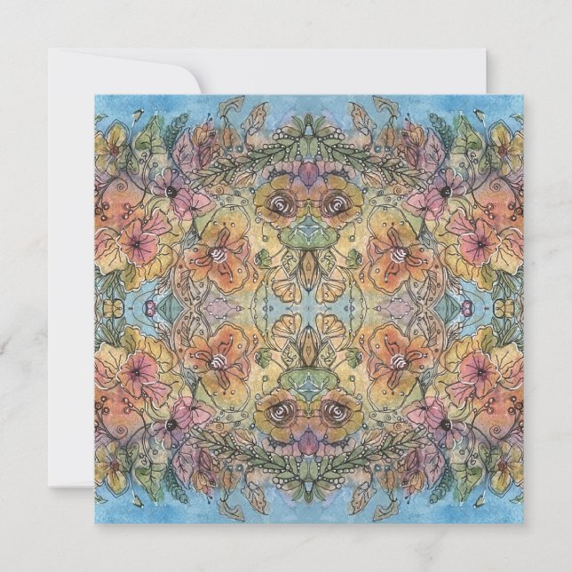 Whimsical Chic Flower Garden Aquarellmalerei Mitteilungskarte (Vorderseite)