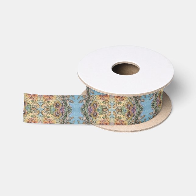 Whimsical Chic Flower Garden Aquarellmalerei Satinband (Spule)