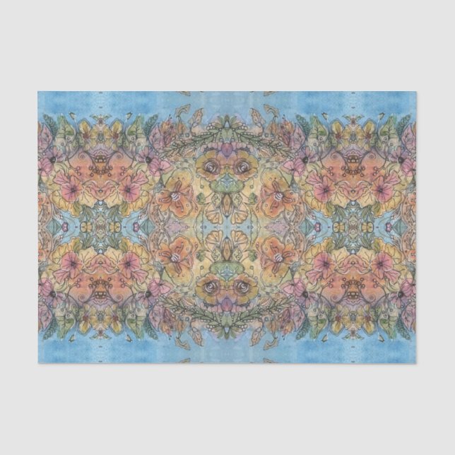 Whimsical Chic Flower Garden Aquarellmalerei Seidenpapier (Vorderseite)