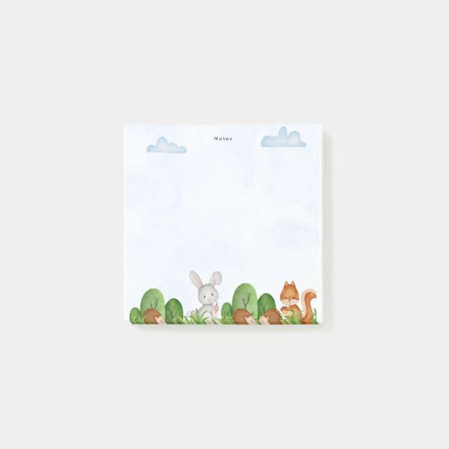 Whimsical Chic Forest Woodland Tiere Post-it Klebezettel (Vorderseite)