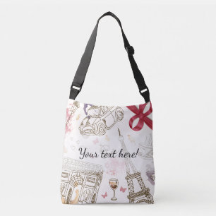 Whimsical Chic Girly Pink Paris Tragetaschen Mit Langen Trägern