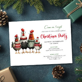 Whimsical Chickens Festive Cartoon Party Invite Einladung