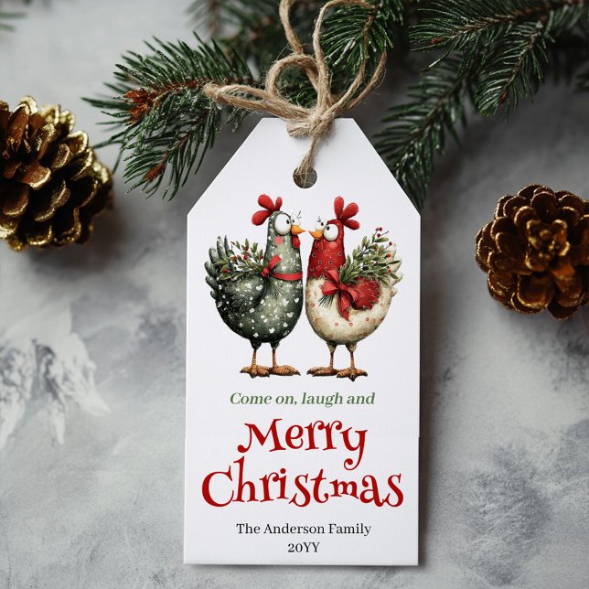 Whimsical chickens gift tag funny holiday design geschenkanhänger (Whimsical chickens gift tag funny holiday design

)