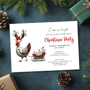 Whimsical Chickens Minimalistische Weihnachtsfeier Einladung