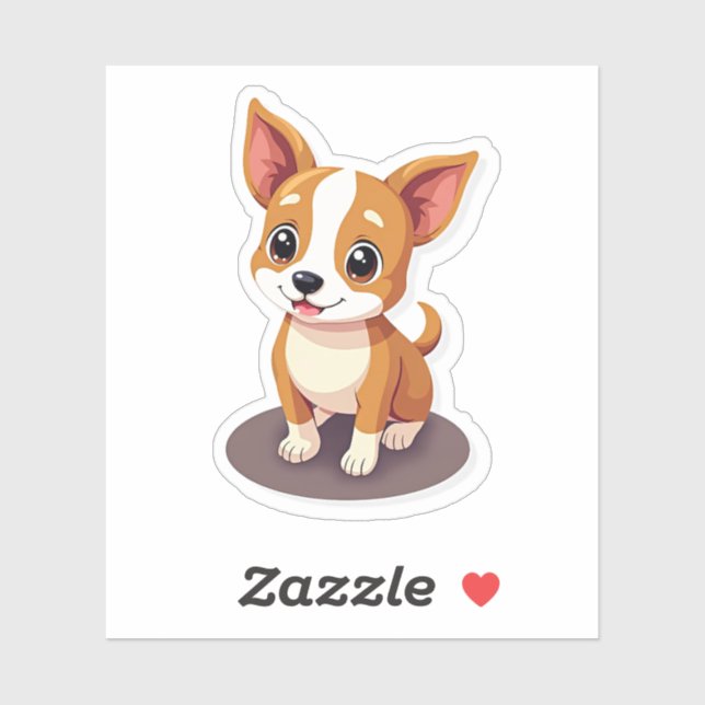 Whimsical Chihuahua, Adorable Isometric Pup, klein Aufkleber (Blatt)