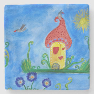 Whimsical Child Illustration Stone Untersetzer