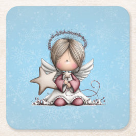 Whimsical Christmas Angel Rechteckiger Pappuntersetzer