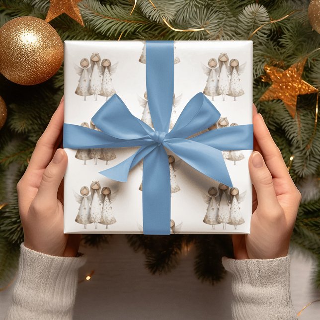 Whimsical Christmas Angels Wrapping Paper Geschenkpapier (Von Creator hochgeladen)