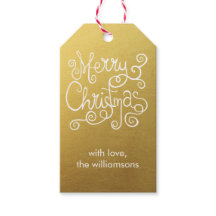 Whimsical Christmas Calligraphy Elegant Swirl Gold