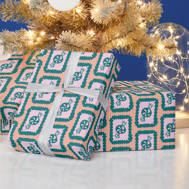 Whimsical Christmas Candy Cute Bright Holiday Geschenkpapier (Feiertage)