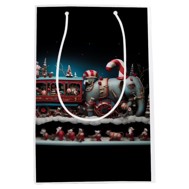 Whimsical Christmas Candy Train 1 Mittlere Geschenktüte (Vorderseite)