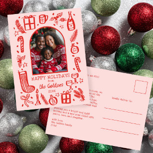 Whimsical Christmas Cute Custom Arch FOTO Feiertagspostkarte
