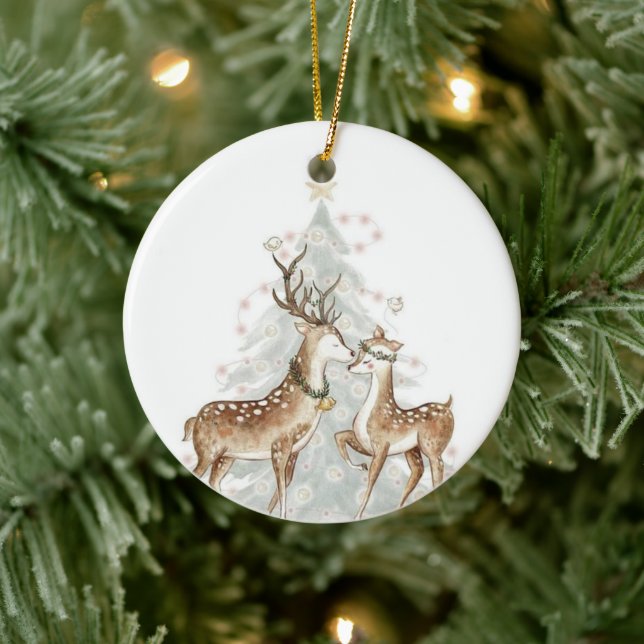Whimsical Christmas Deers Ornament (Baum)