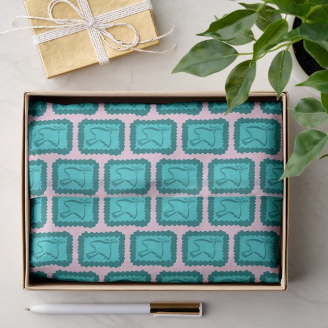 Whimsical Christmas Doves Cute Bright Holiday Seidenpapier (Geschenk)