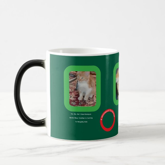 Whimsical Christmas Ginger Cat  Verwandlungstasse (Links)
