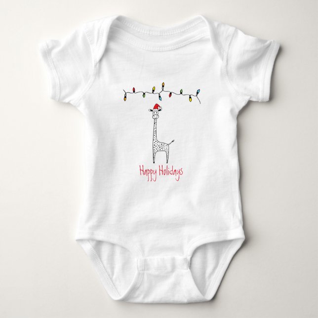 Whimsical Christmas Giraffe Baby Strampler (Vorderseite)