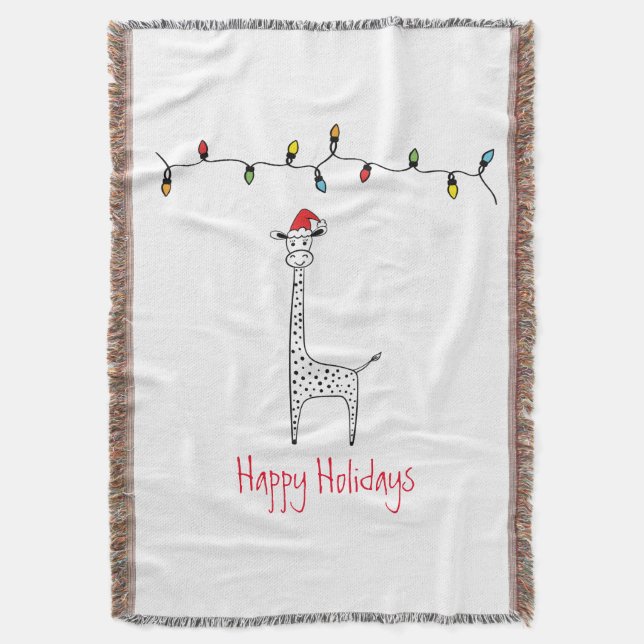 Whimsical Christmas Giraffe Decke (Vorderseite Vertikal)
