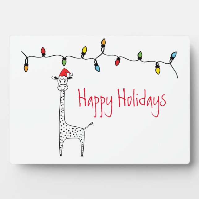 Whimsical Christmas Giraffe Fotoplatte (Vorderseite)