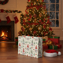Whimsical Christmas Gnome Gift Bag Große Geschenktüte