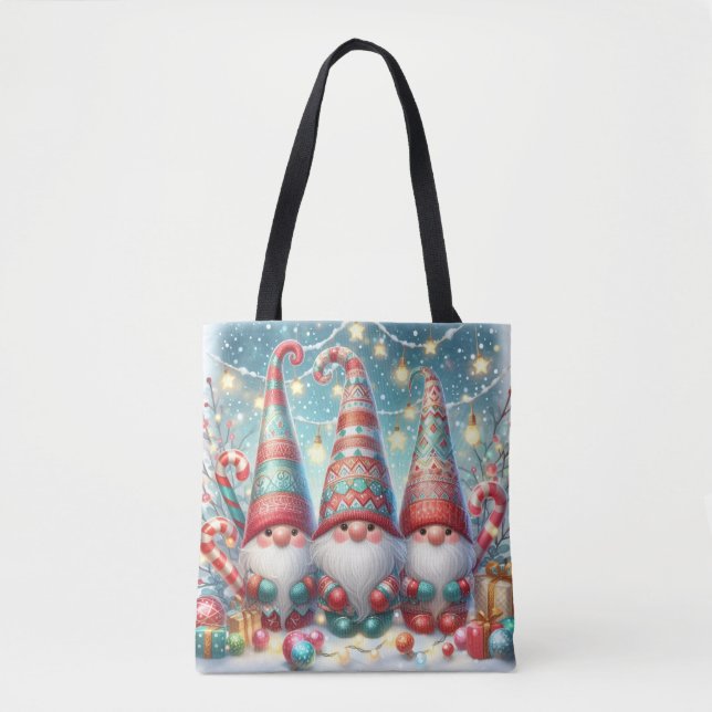 Whimsical Christmas Gnome Tote Bag Tasche (Vorderseite)