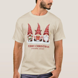 Whimsical Christmas Gnomes Three Holiday Wishes T-Shirt