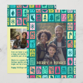 Whimsical Christmas Grid Cute Custom 3 PHOTO  Feiertagskarte